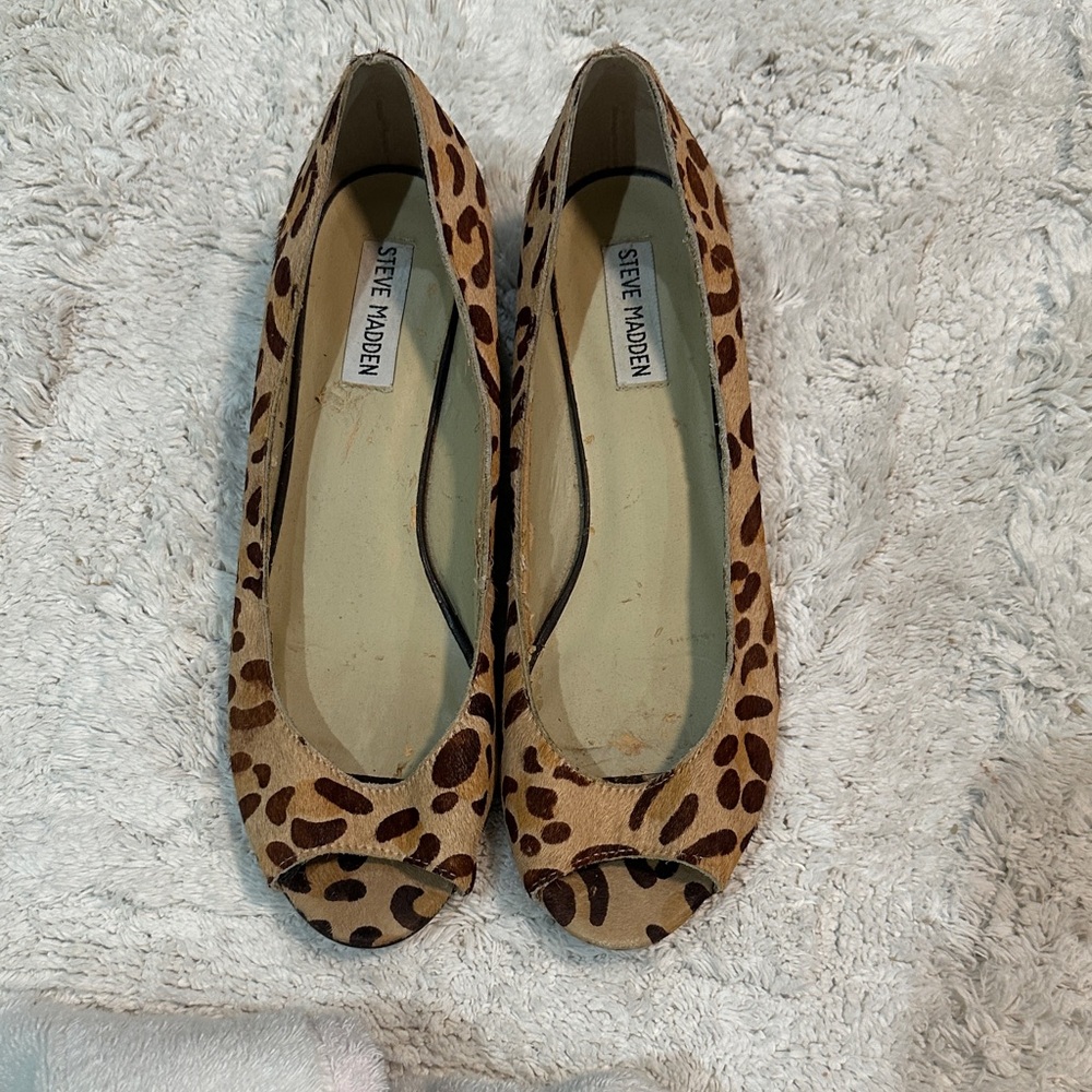 Steve Madden Brown and Tan Animal Print Flats